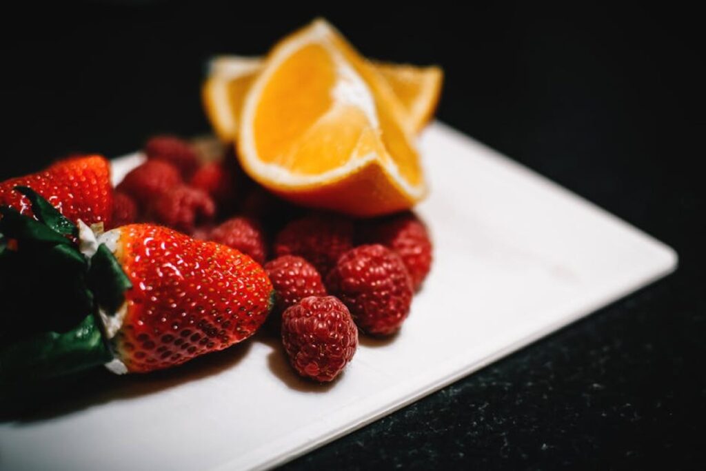 strawberries and raspberries