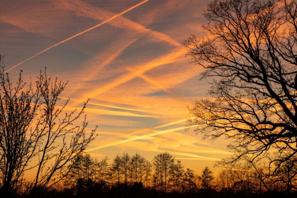 sky with contrails