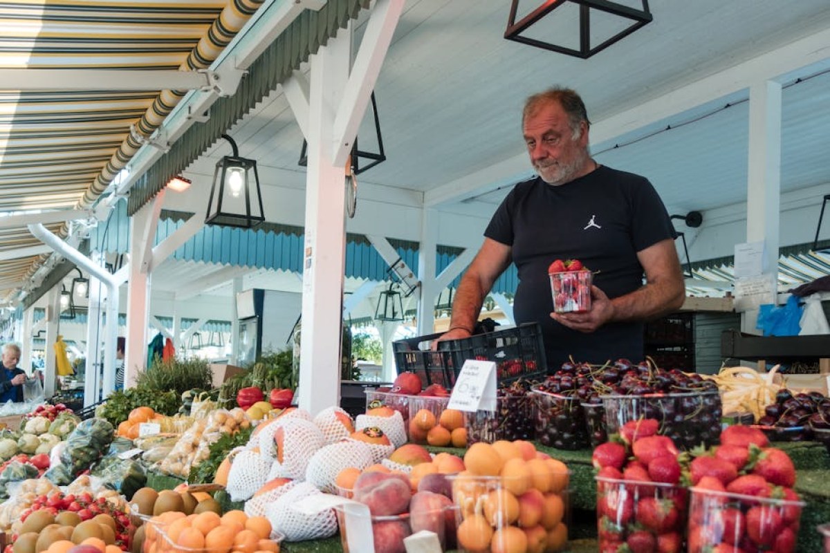 cherries market stall