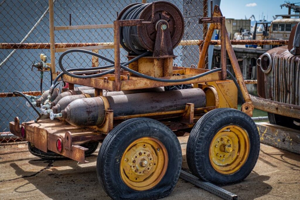 plastic tank on cart