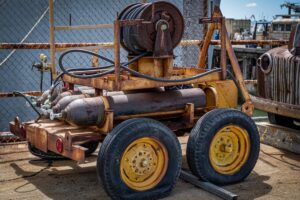 plastic tank on cart