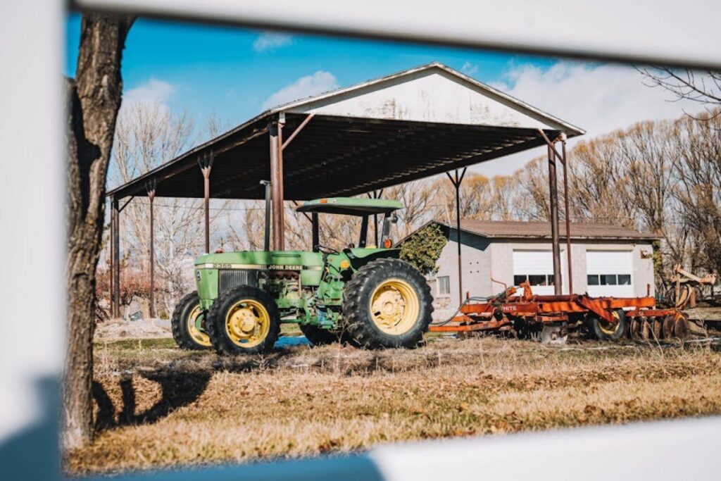 tractor with white roof