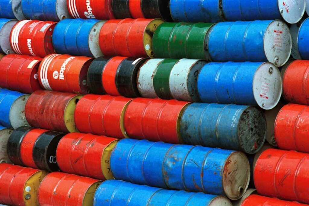 John Deere oil barrel