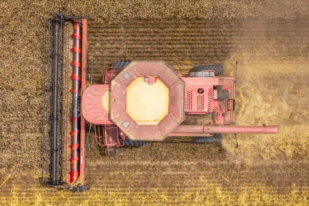 red combine harvester