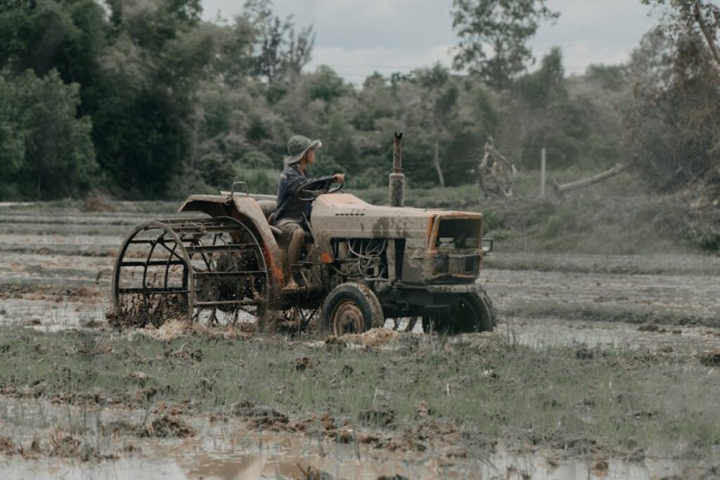 farmer tractor field