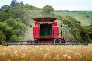 red combine harvester